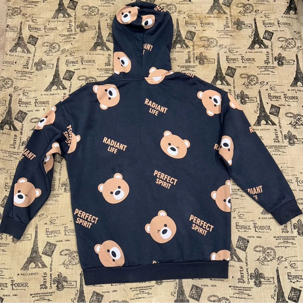 House Brand Bears Faces Perfect Spirit Dark Grey Hoodie Sweater Size M - Picture 9 of 13